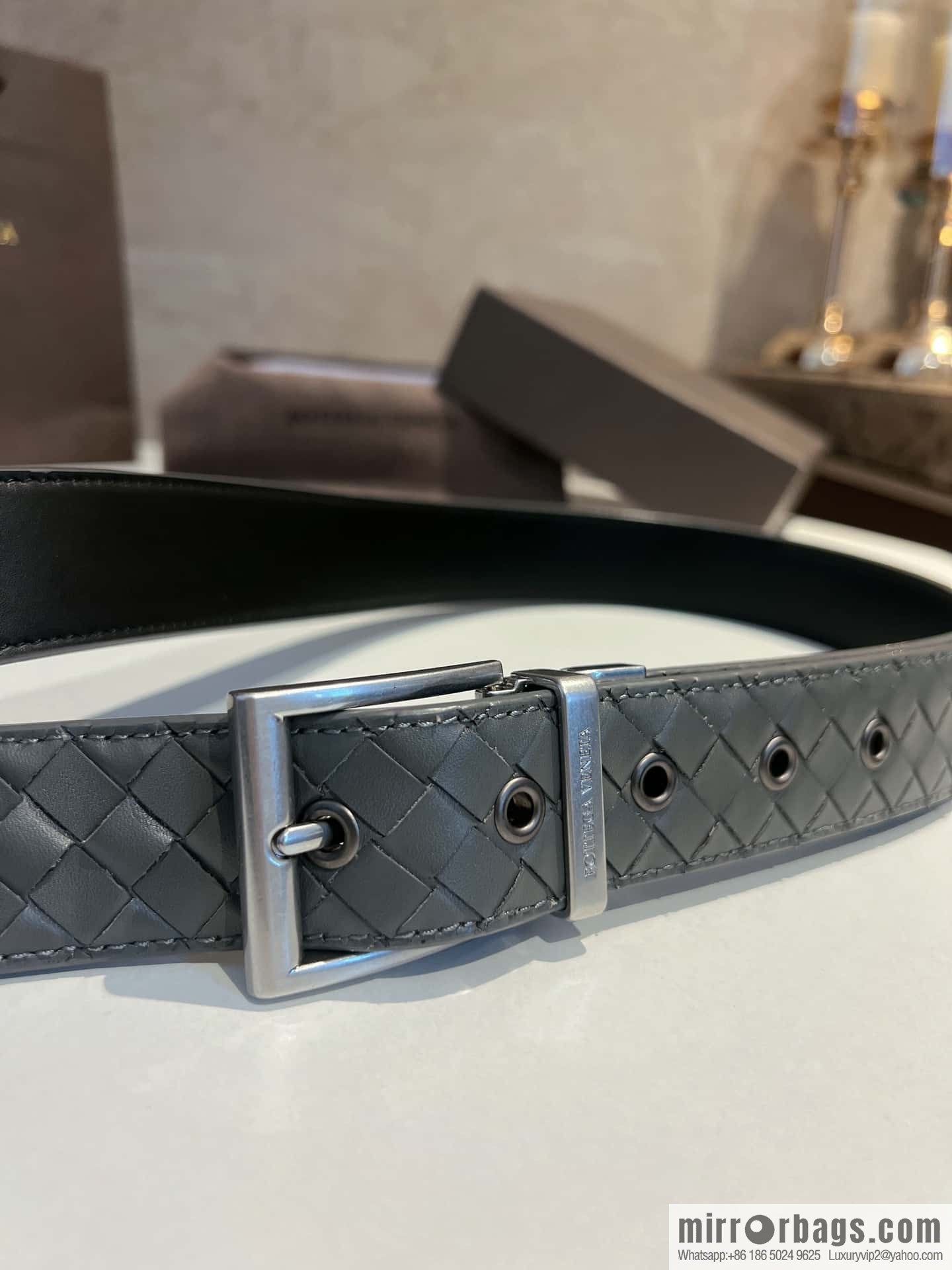 Bottega Veneta, hand-woven craft Seiko metal buckle 3.5cm men's belt