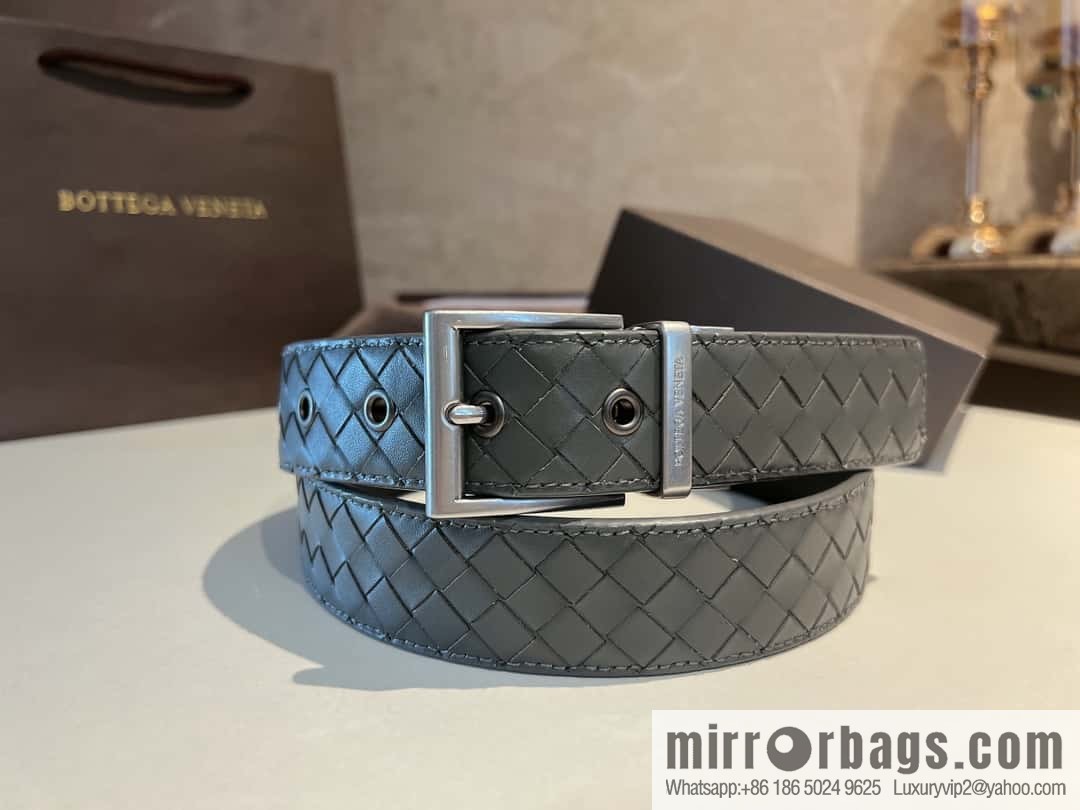 Bottega Veneta, hand-woven craft Seiko metal buckle 3.5cm men's belt