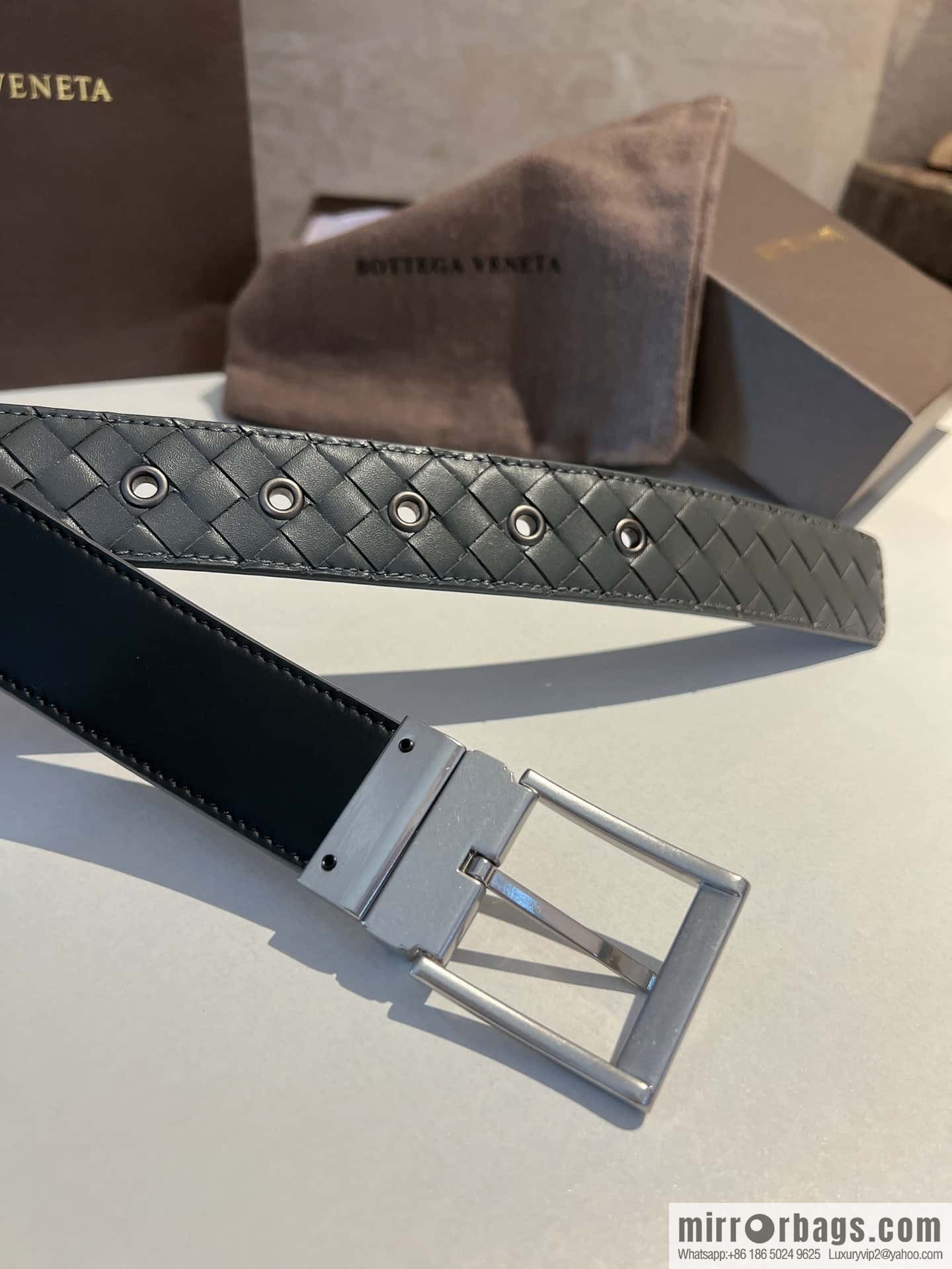 Bottega Veneta, hand-woven craft Seiko metal buckle 3.5cm men's belt