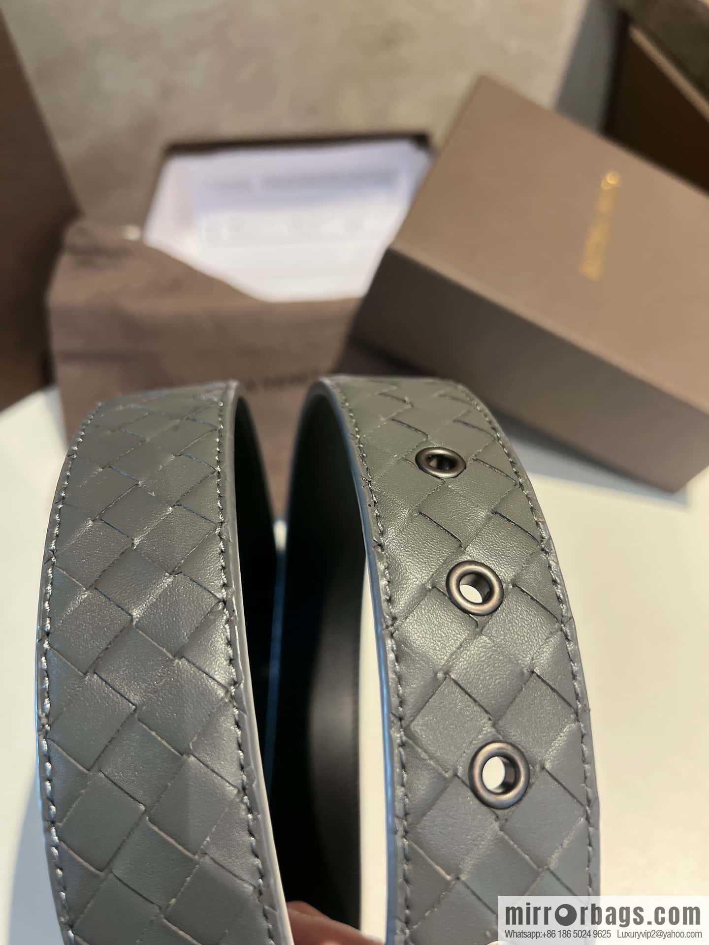 Bottega Veneta, hand-woven craft Seiko metal buckle 3.5cm men's belt