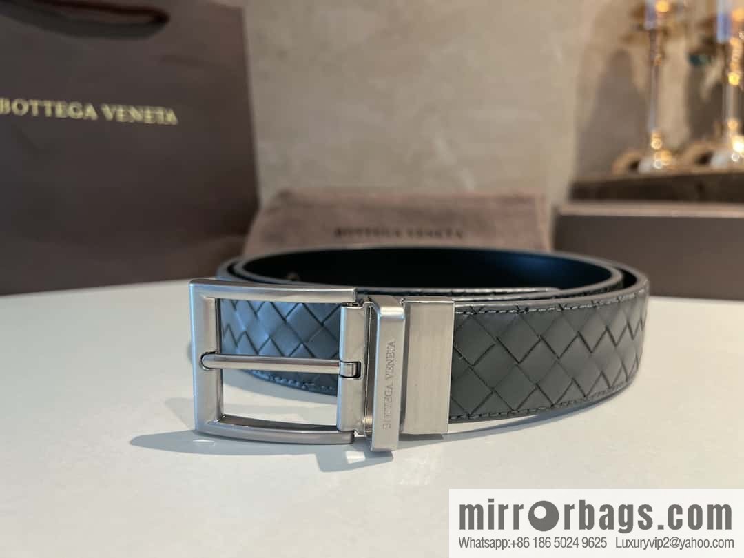 Bottega Veneta, hand-woven craft Seiko metal buckle 3.5cm men's belt