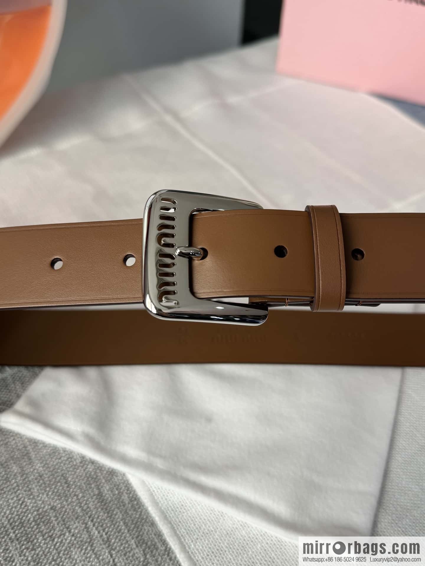 Miumiu double-sided first-layer cowhide belt 3.0CM