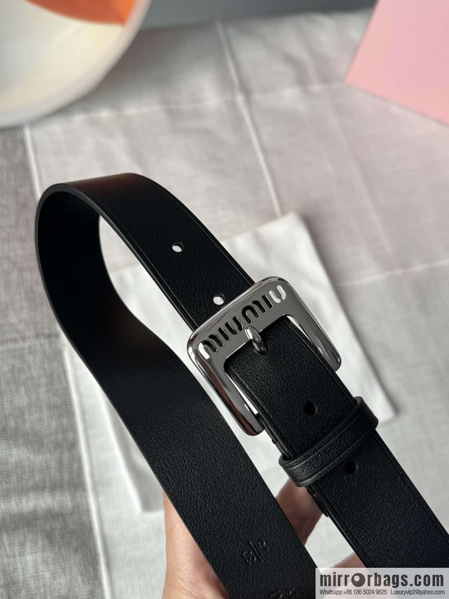 Miumiu double-sided first-layer cowhide belt 3.0CM