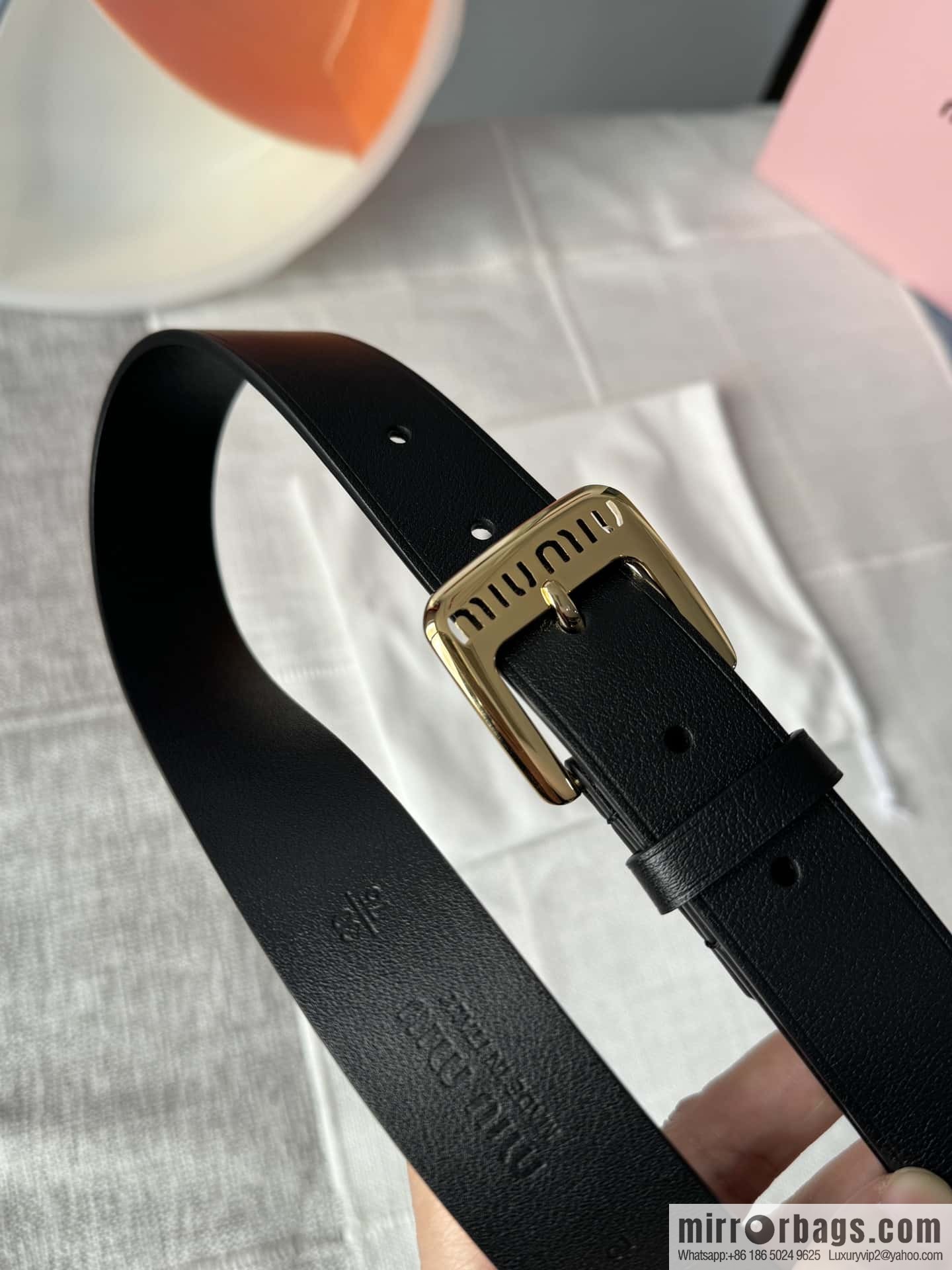 Miumiu double-sided first-layer cowhide belt 3.0CM