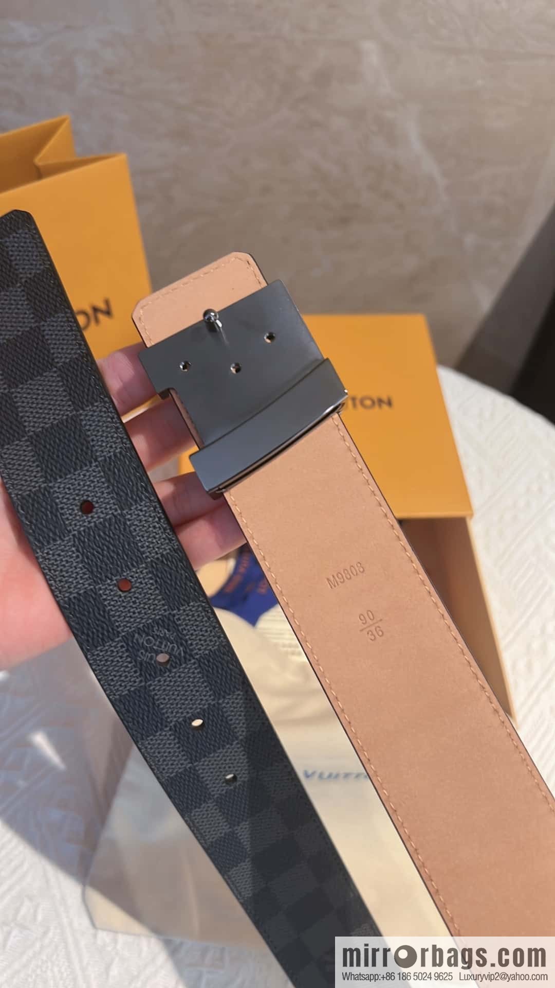 LV signature letter metal buckle belt M9808/M9608/M9610