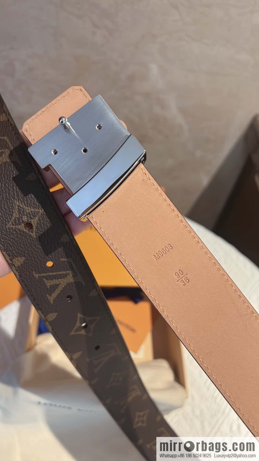 LV signature letter metal buckle belt M9808/M9608/M9610