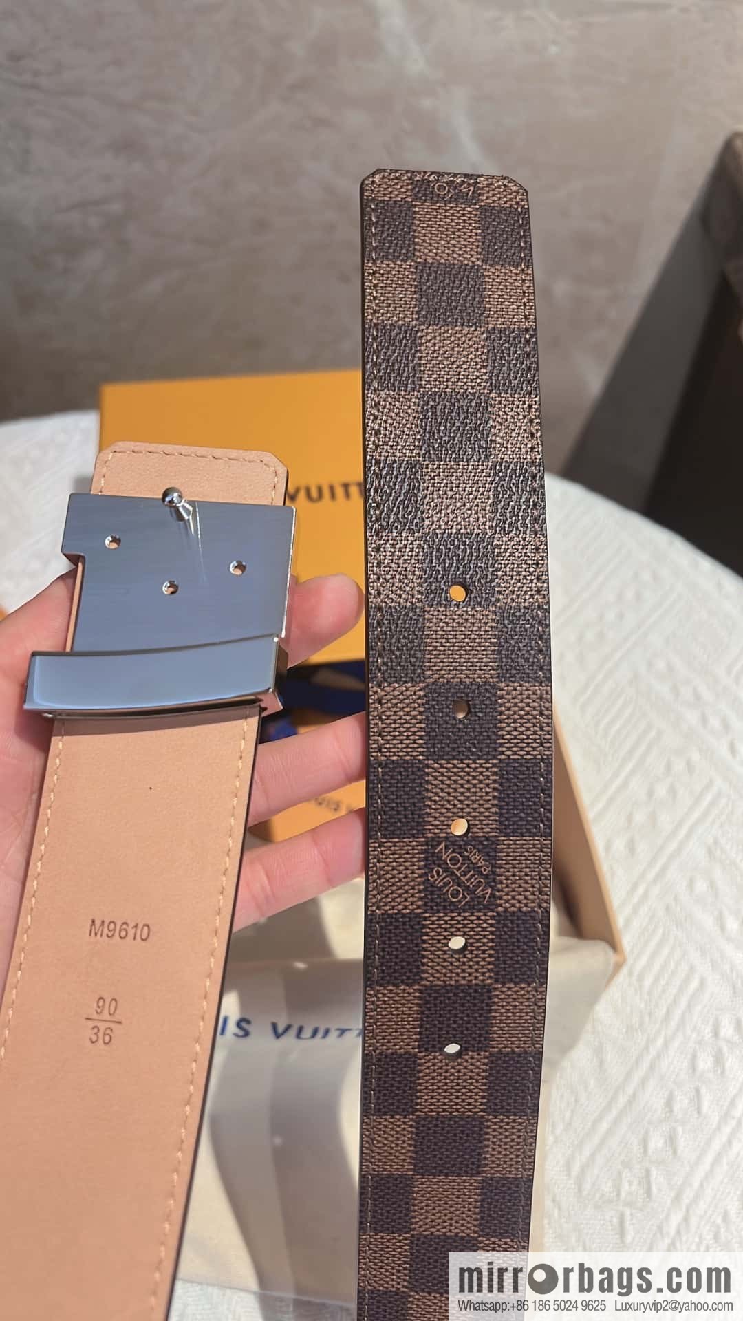 LV signature letter metal buckle belt M9808/M9608/M9610