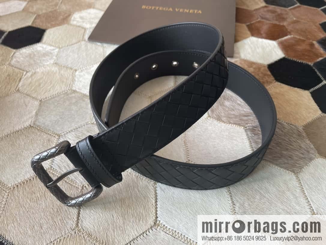 Bottega Veneta Butterfly Home, Men's Hand-woven Cowhide Pattern Engraved Pin Buckle Belt 3.5cm