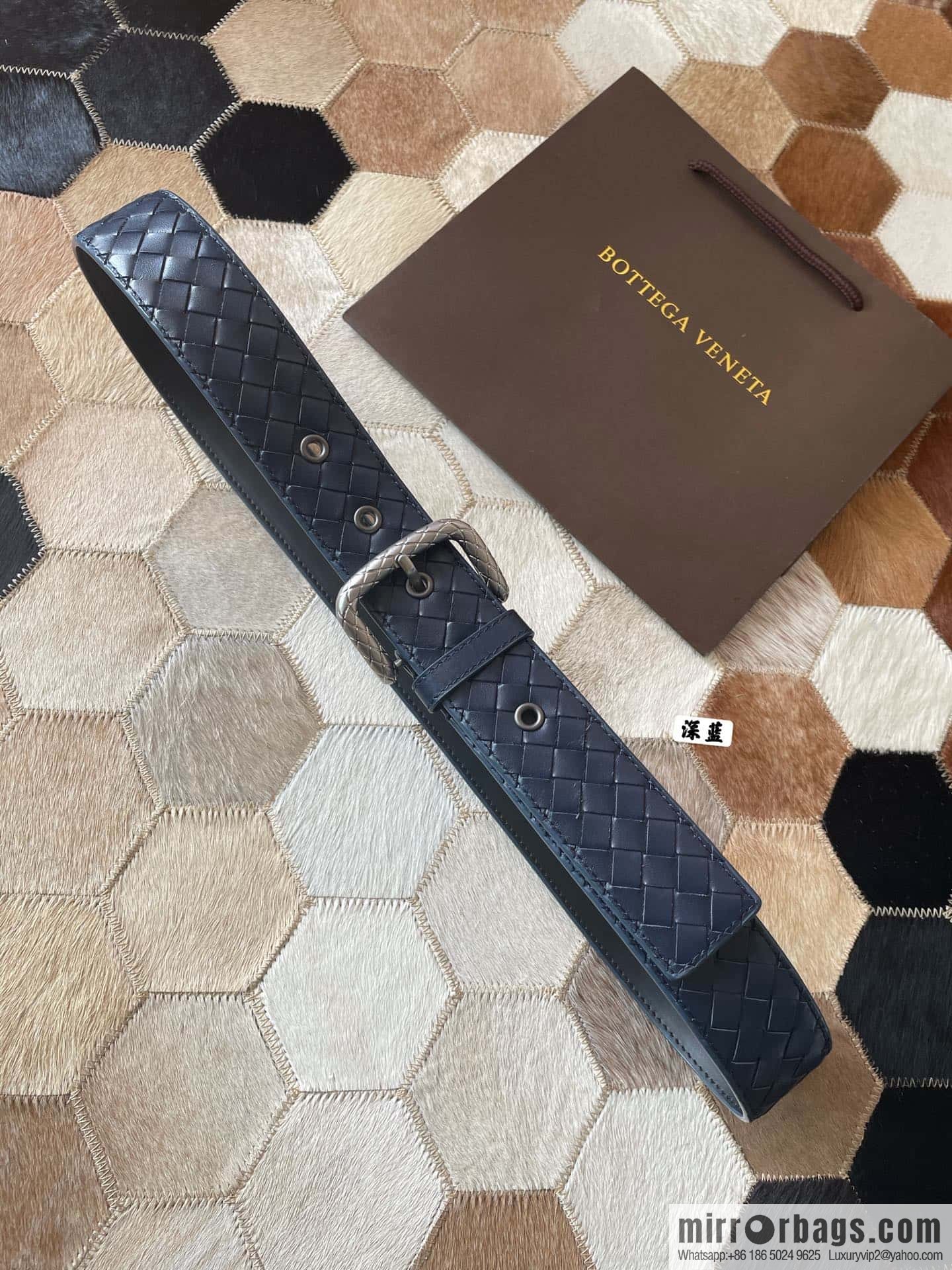 Bottega Veneta Butterfly Home, Men's Hand-woven Cowhide Pattern Engraved Pin Buckle Belt 3.5cm
