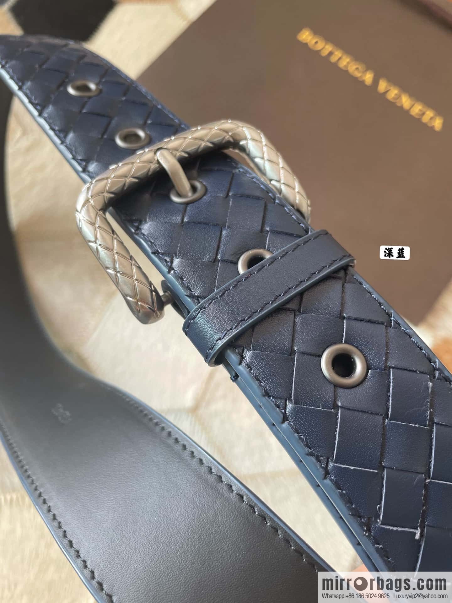 Bottega Veneta Butterfly Home, Men's Hand-woven Cowhide Pattern Engraved Pin Buckle Belt 3.5cm