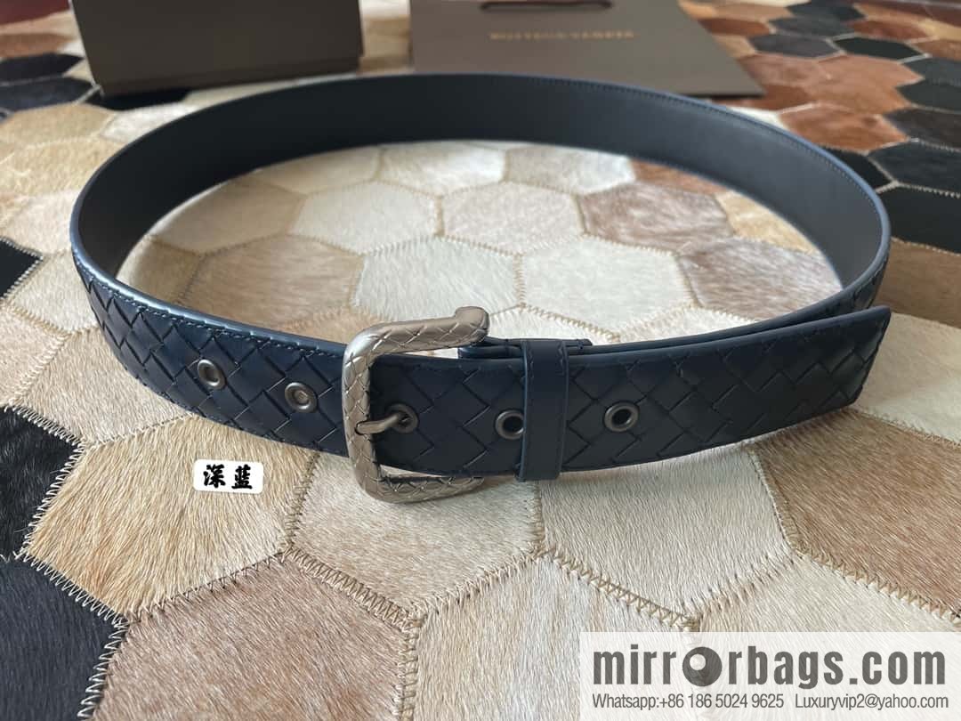 Bottega Veneta Butterfly Home, Men's Hand-woven Cowhide Pattern Engraved Pin Buckle Belt 3.5cm