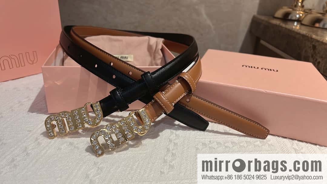 MIUMIU diamond buckle city belt 2.0cm