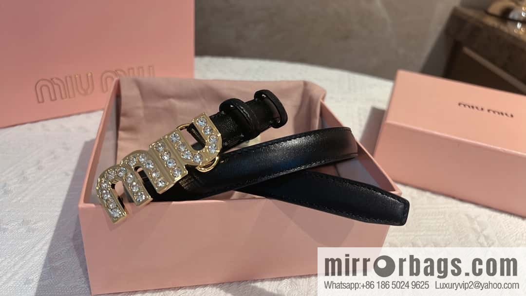 MIUMIU diamond buckle city belt 2.0cm