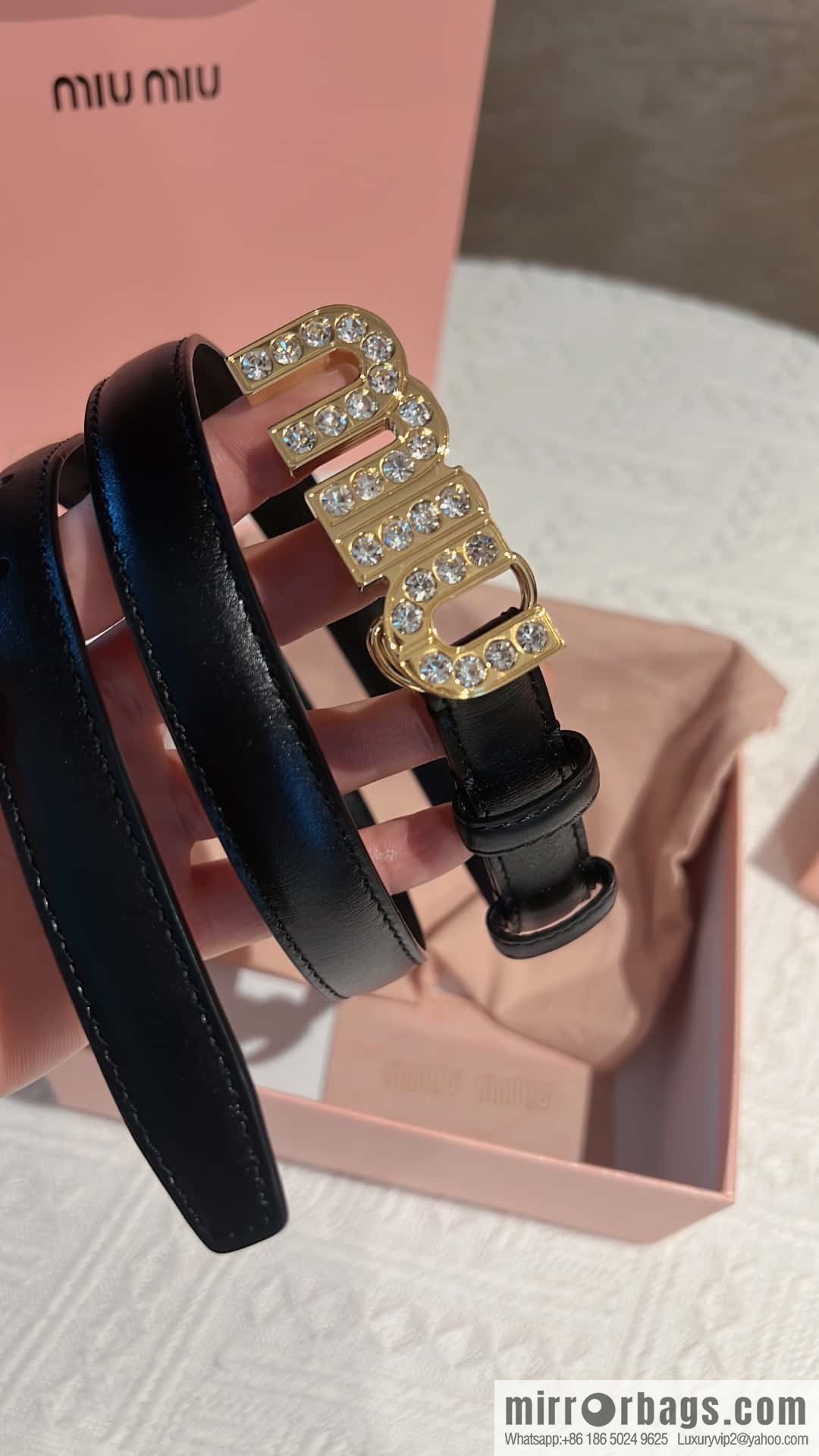 MIUMIU diamond buckle city belt 2.0cm