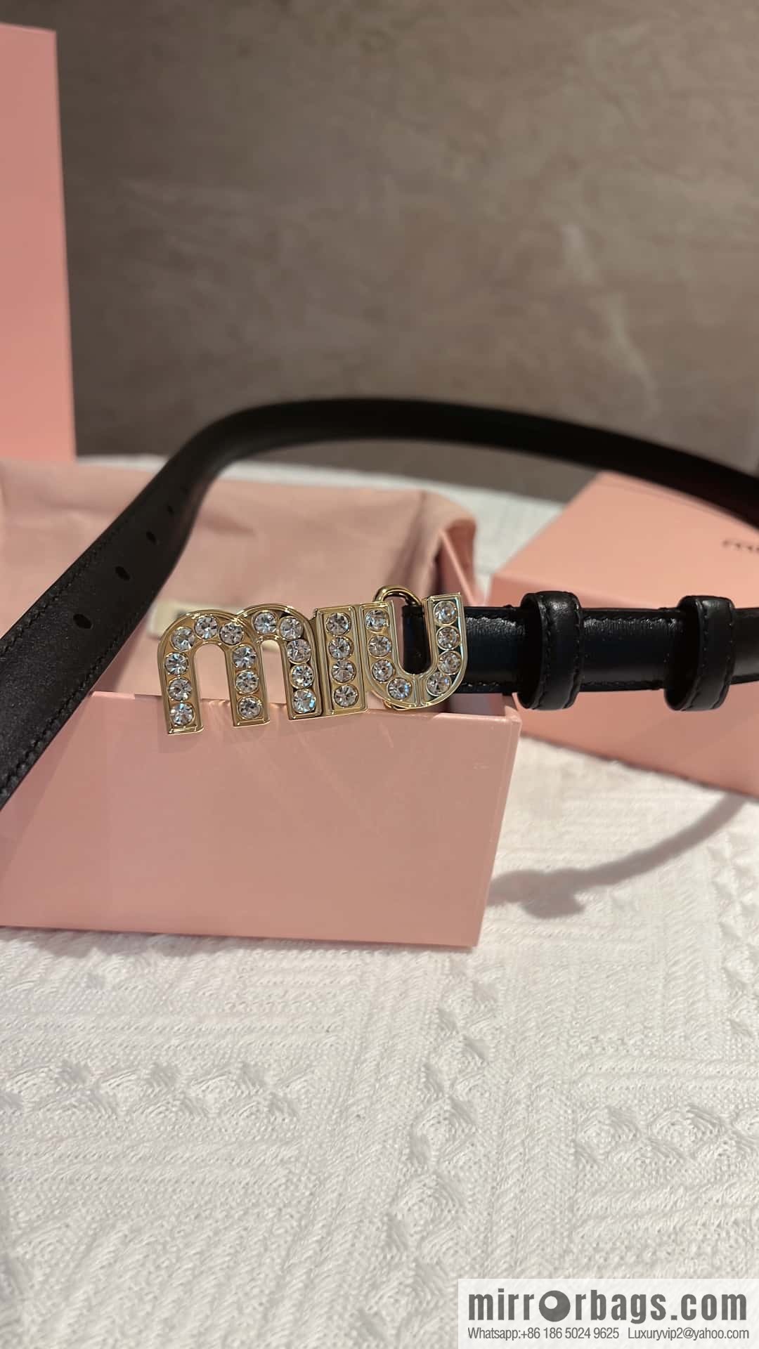 MIUMIU diamond buckle city belt 2.0cm