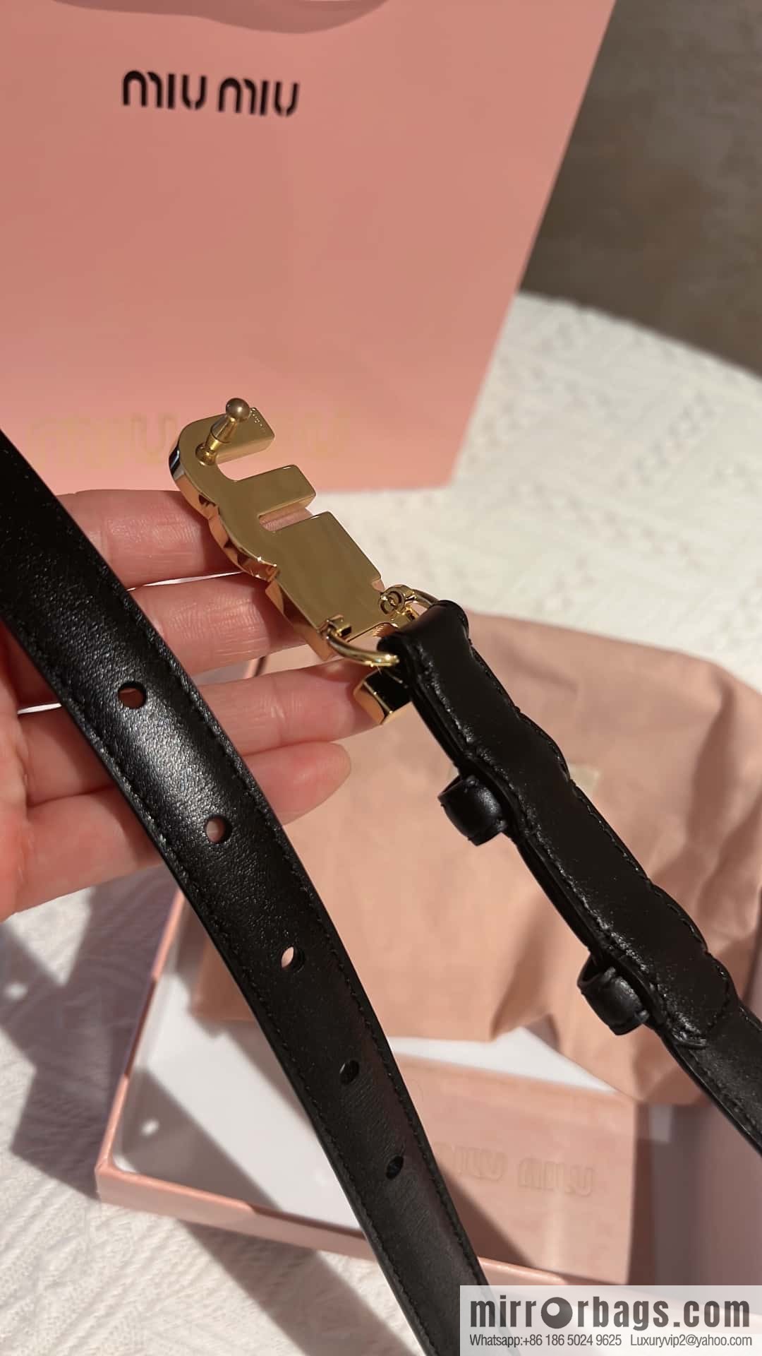 MIUMIU diamond buckle city belt 2.0cm