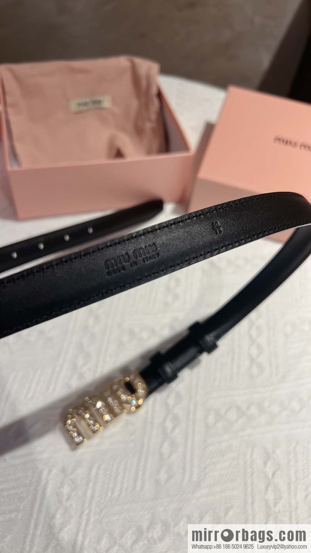 MIUMIU diamond buckle city belt 2.0cm