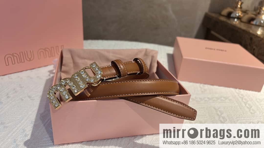 MIUMIU diamond buckle city belt 2.0cm