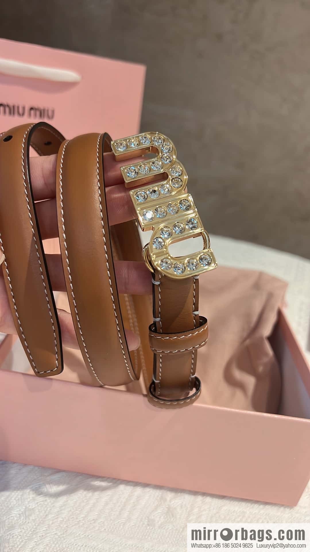 MIUMIU diamond buckle city belt 2.0cm