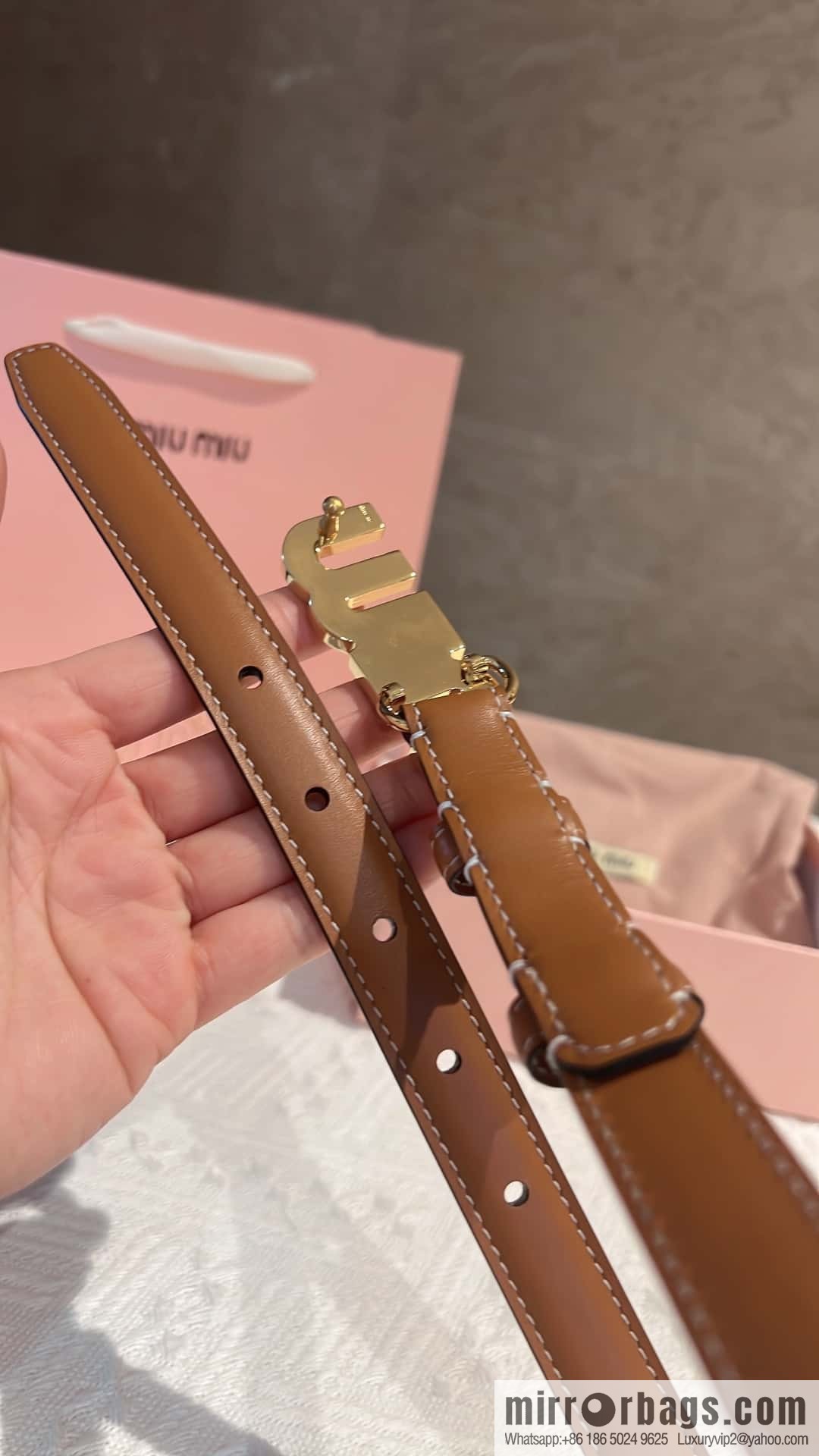 MIUMIU diamond buckle city belt 2.0cm