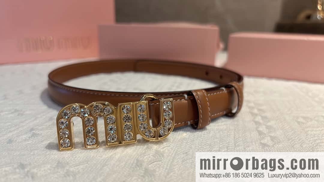 MIUMIU diamond buckle city belt 2.0cm
