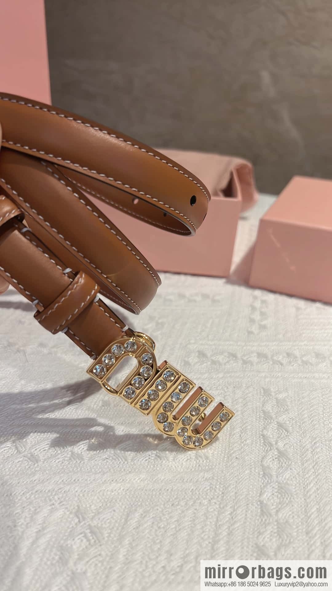 MIUMIU diamond buckle city belt 2.0cm