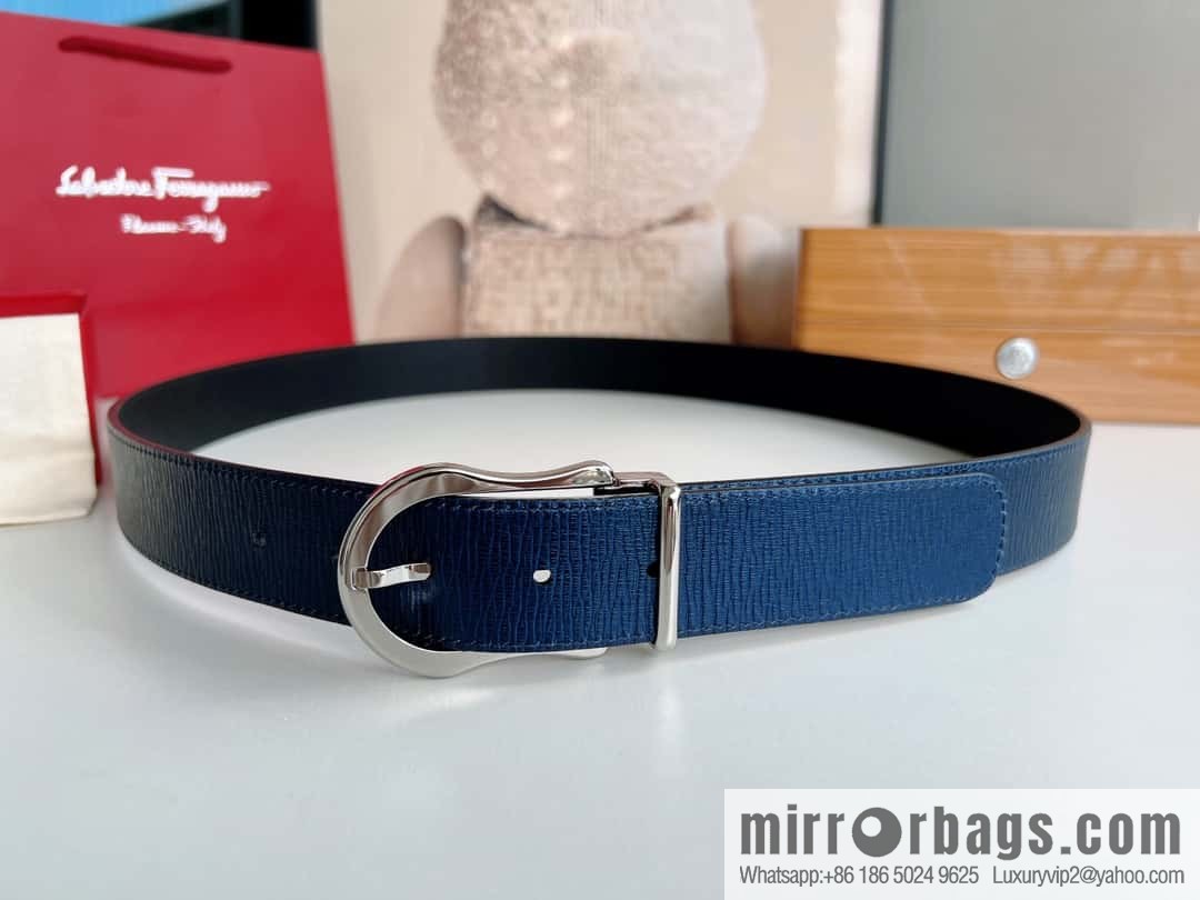 Ferragamo, double-sided first-layer cowhide belt 3.5CM