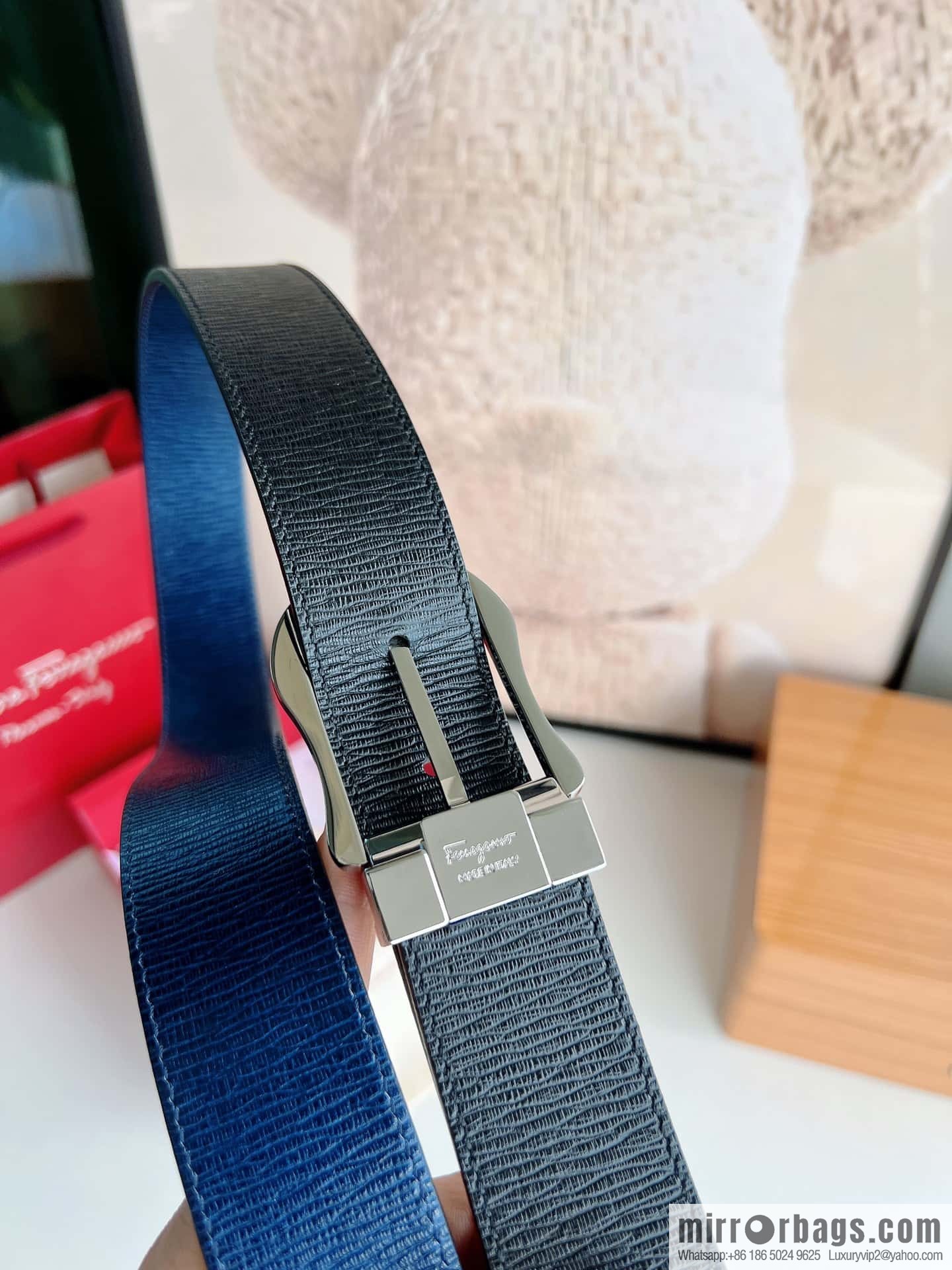 Ferragamo, double-sided first-layer cowhide belt 3.5CM