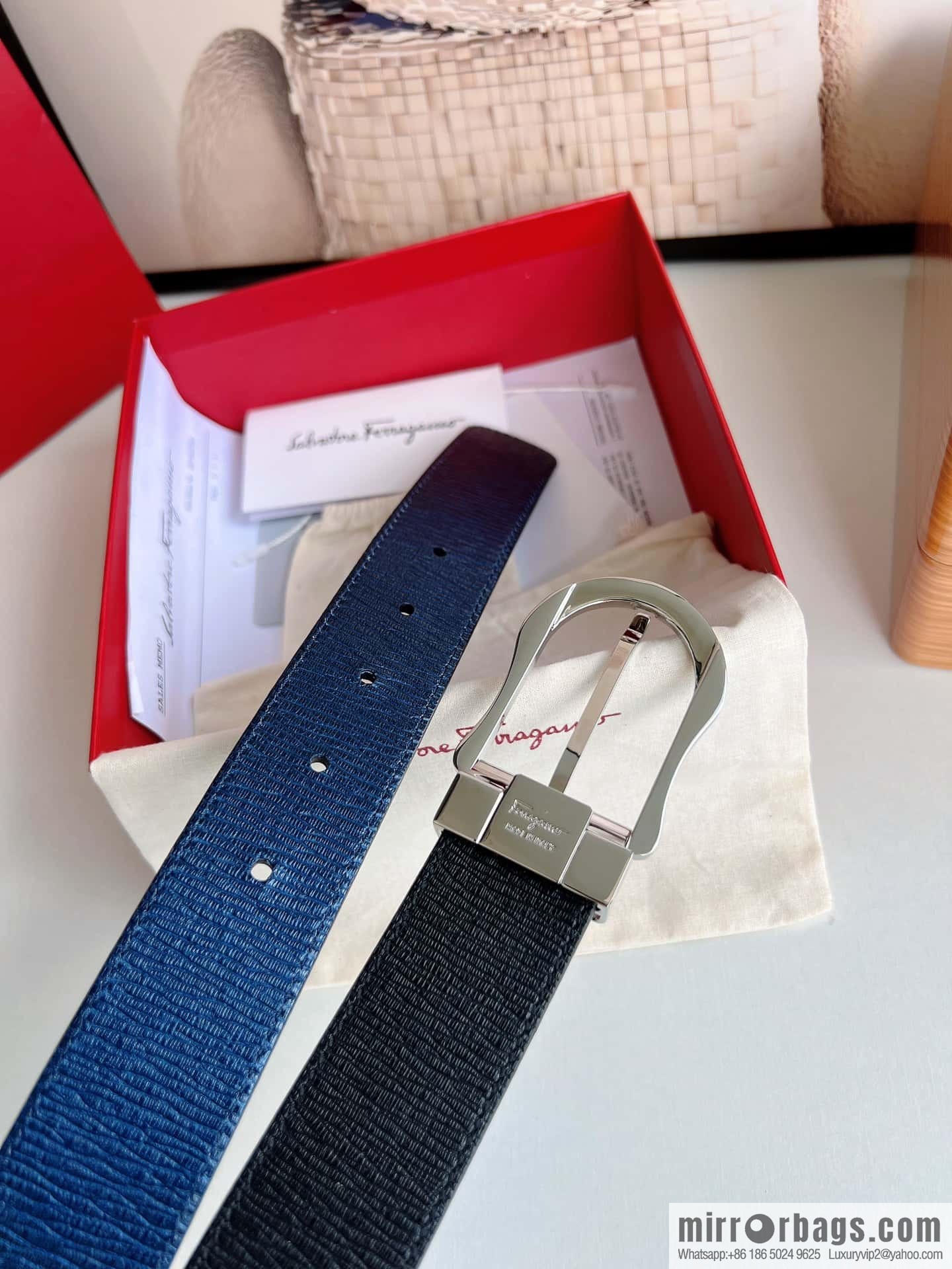 Ferragamo, double-sided first-layer cowhide belt 3.5CM