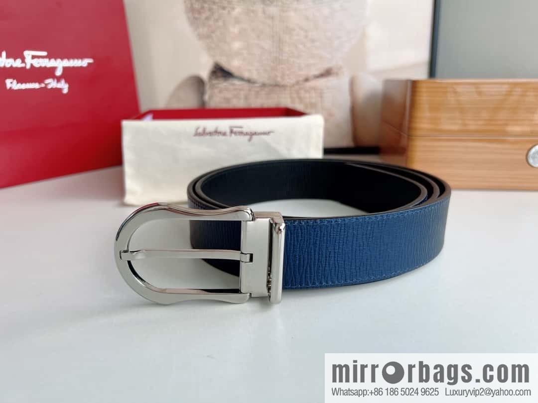 Ferragamo, double-sided first-layer cowhide belt 3.5CM
