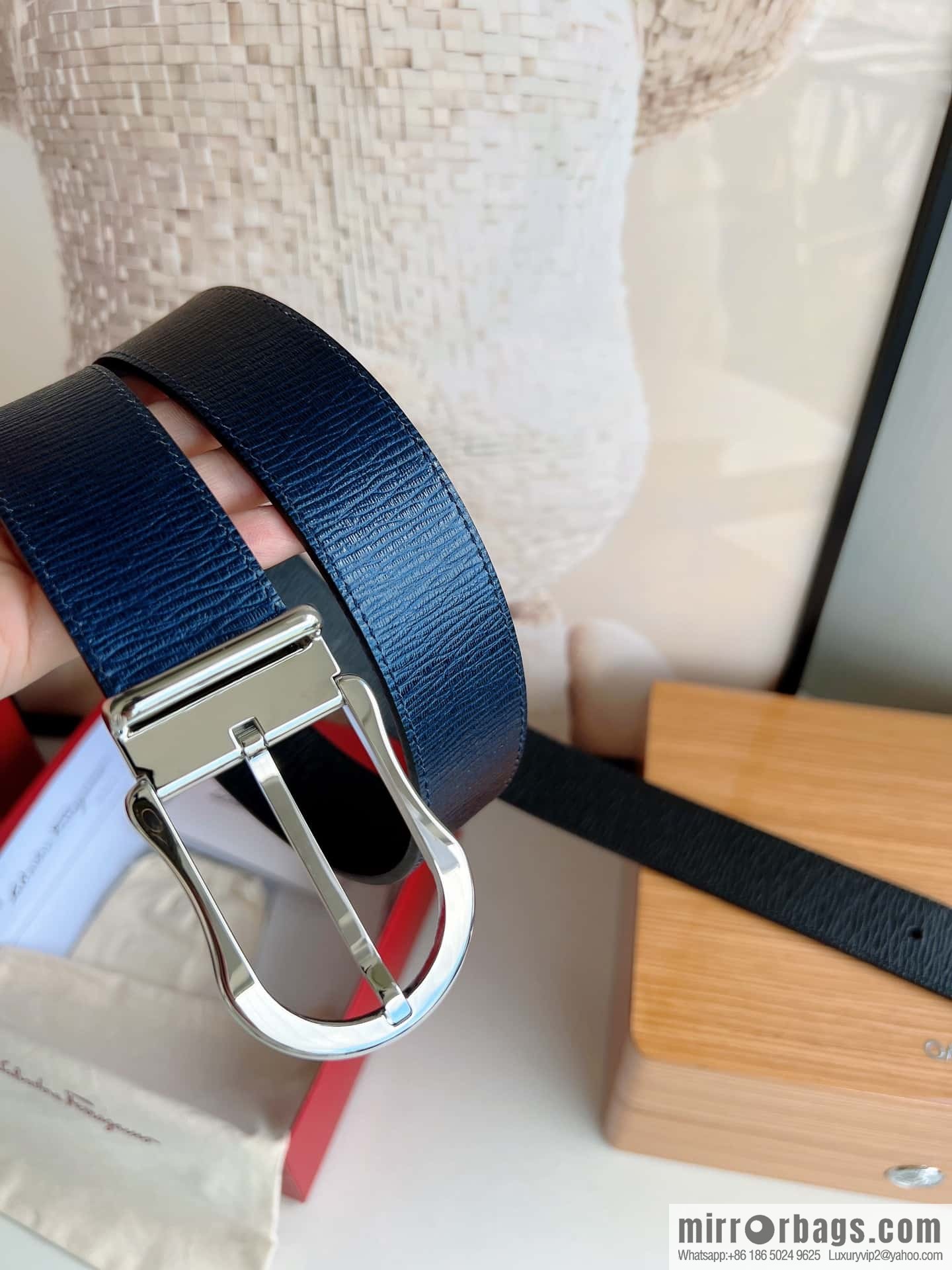 Ferragamo, double-sided first-layer cowhide belt 3.5CM