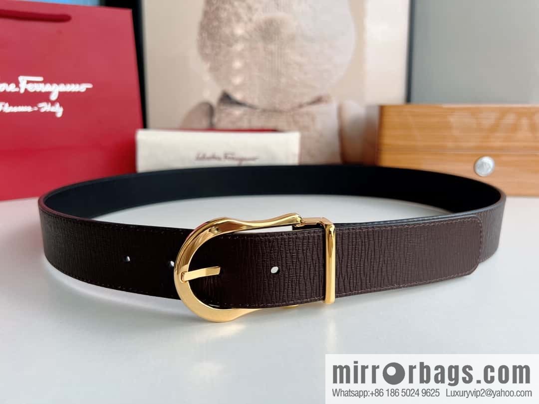 Ferragamo, double-sided first-layer cowhide belt 3.5CM