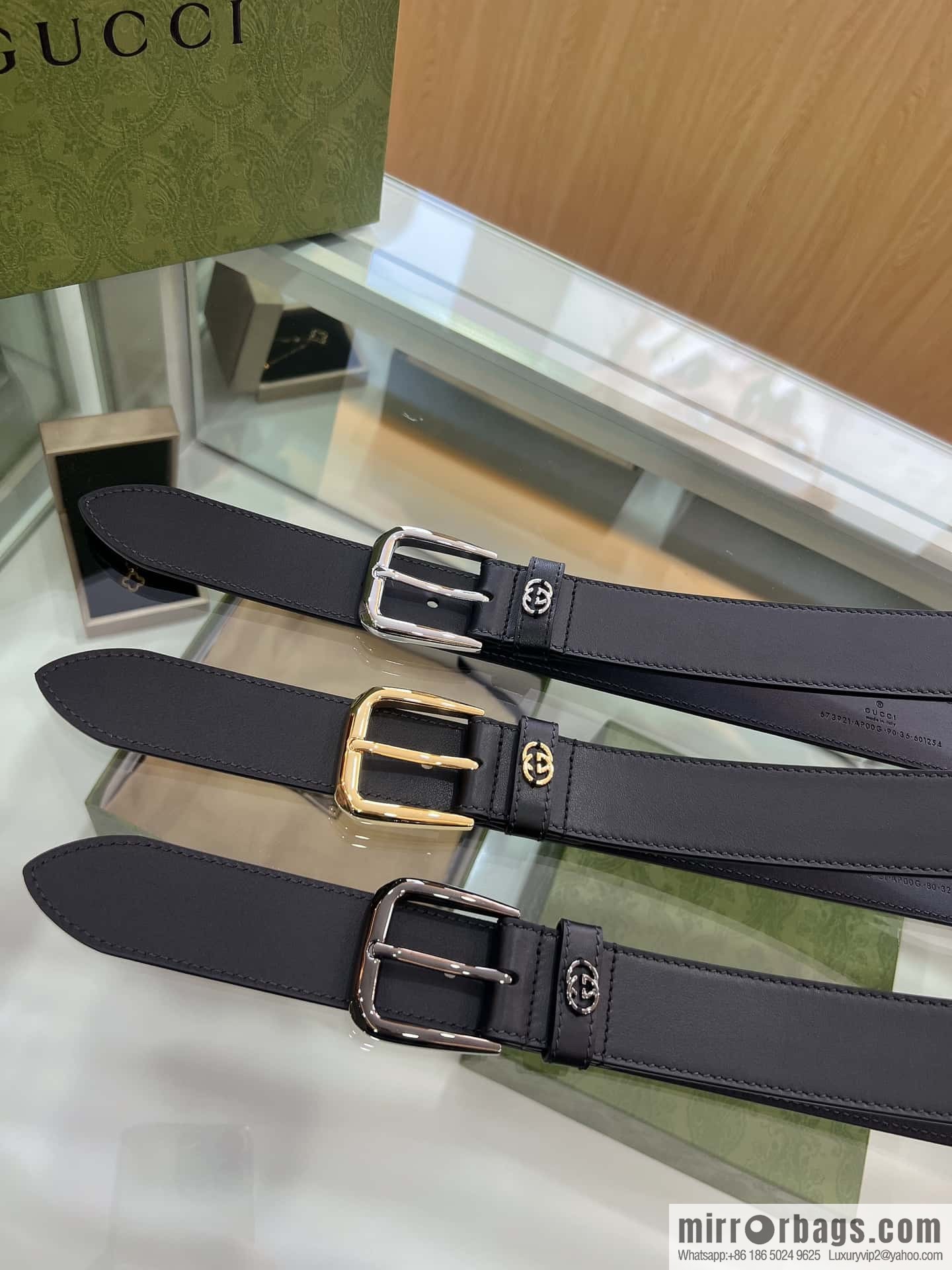 Gucci Gucci, double-sided first-layer cowhide pure copper hardware electroplated double G counter new belt 3.5cm
