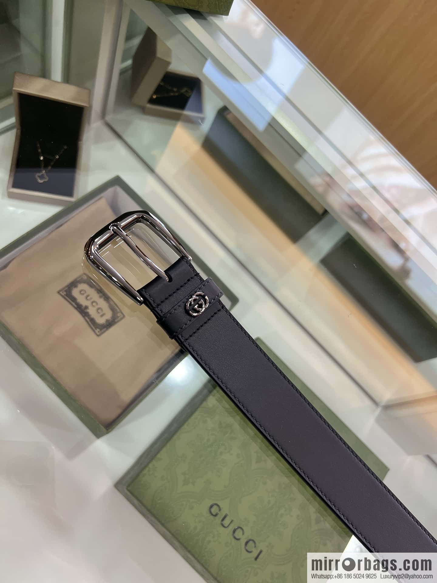 Gucci Gucci, double-sided first-layer cowhide pure copper hardware electroplated double G counter new belt 3.5cm