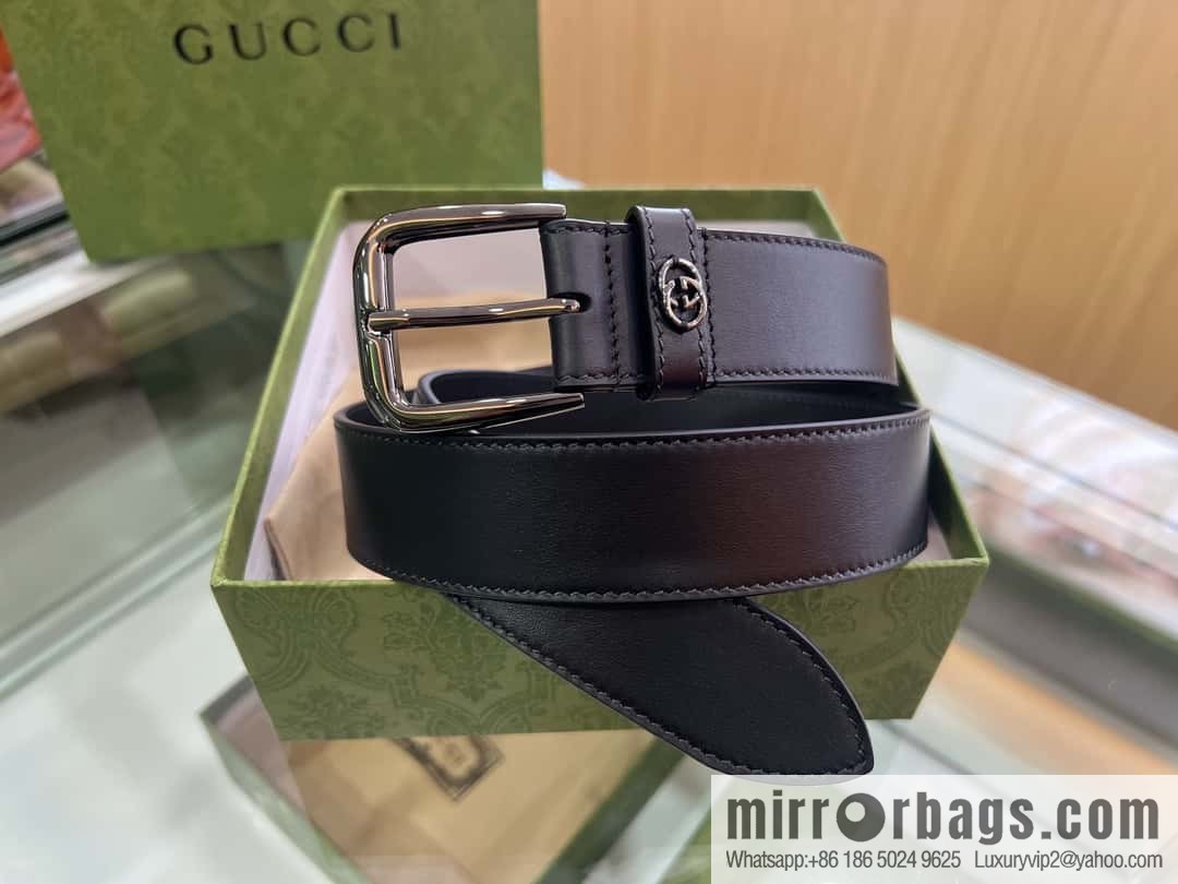 Gucci Gucci, double-sided first-layer cowhide pure copper hardware electroplated double G counter new belt 3.5cm