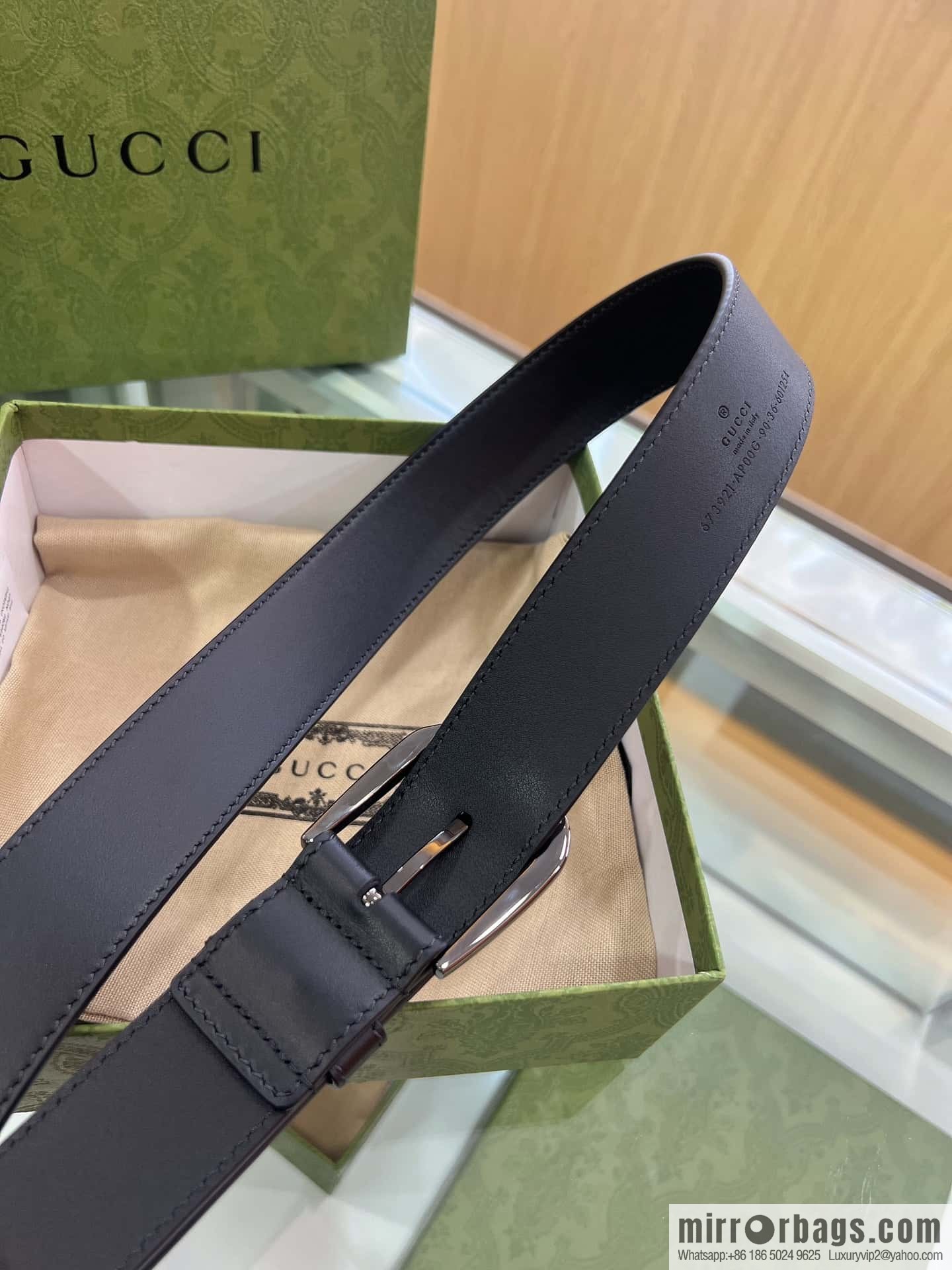 Gucci Gucci, double-sided first-layer cowhide pure copper hardware electroplated double G counter new belt 3.5cm