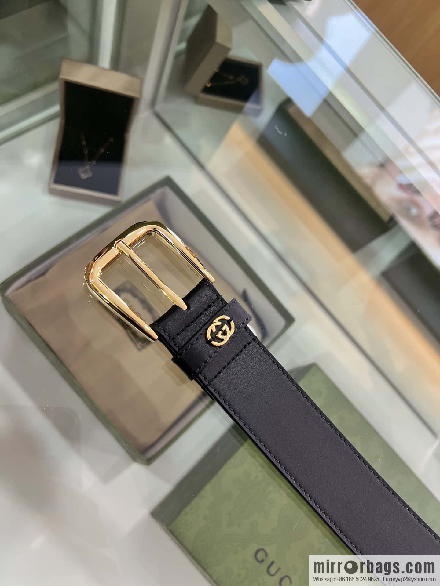 Gucci Gucci, double-sided first-layer cowhide pure copper hardware electroplated double G counter new belt 3.5cm