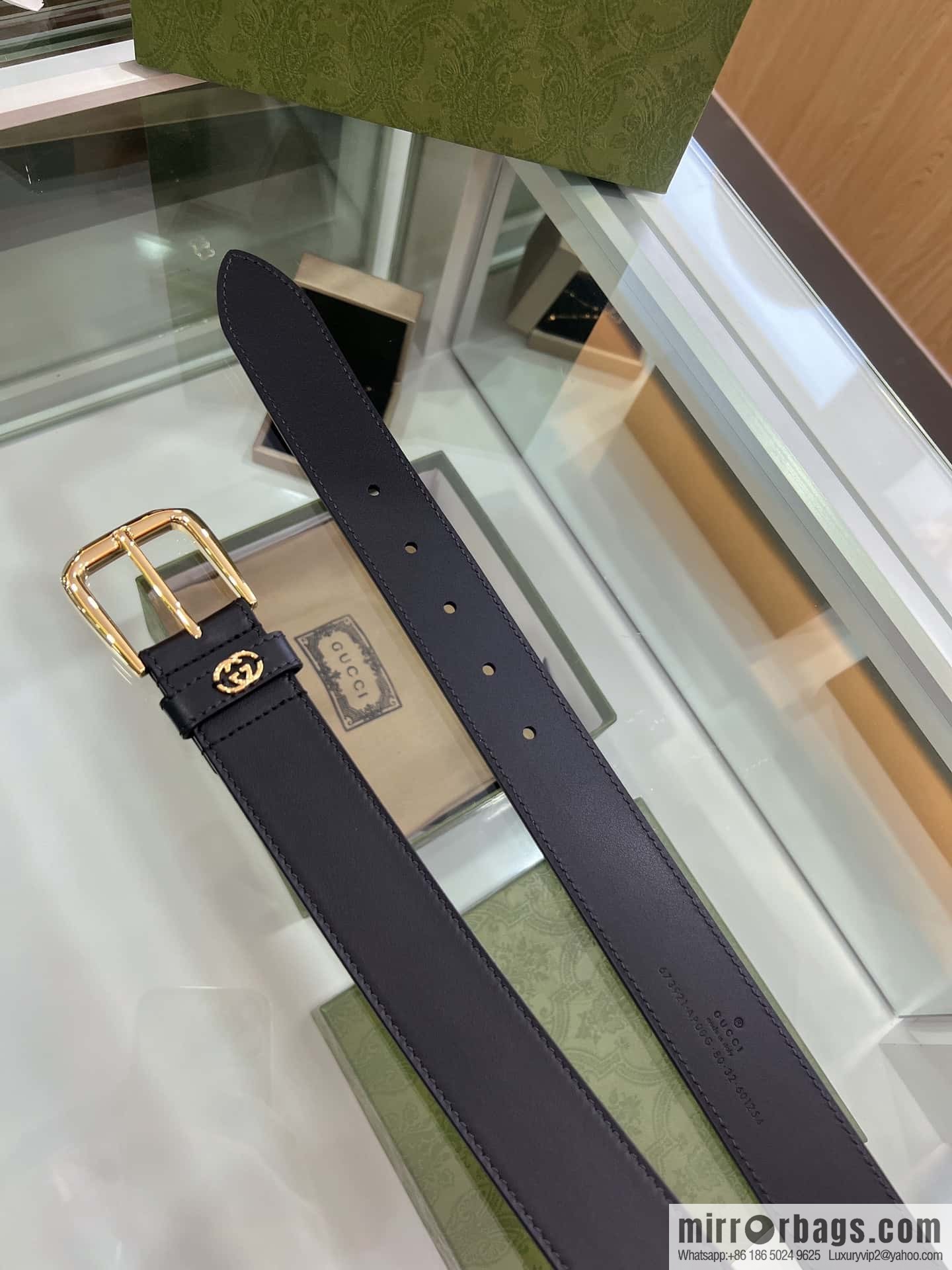 Gucci Gucci, double-sided first-layer cowhide pure copper hardware electroplated double G counter new belt 3.5cm
