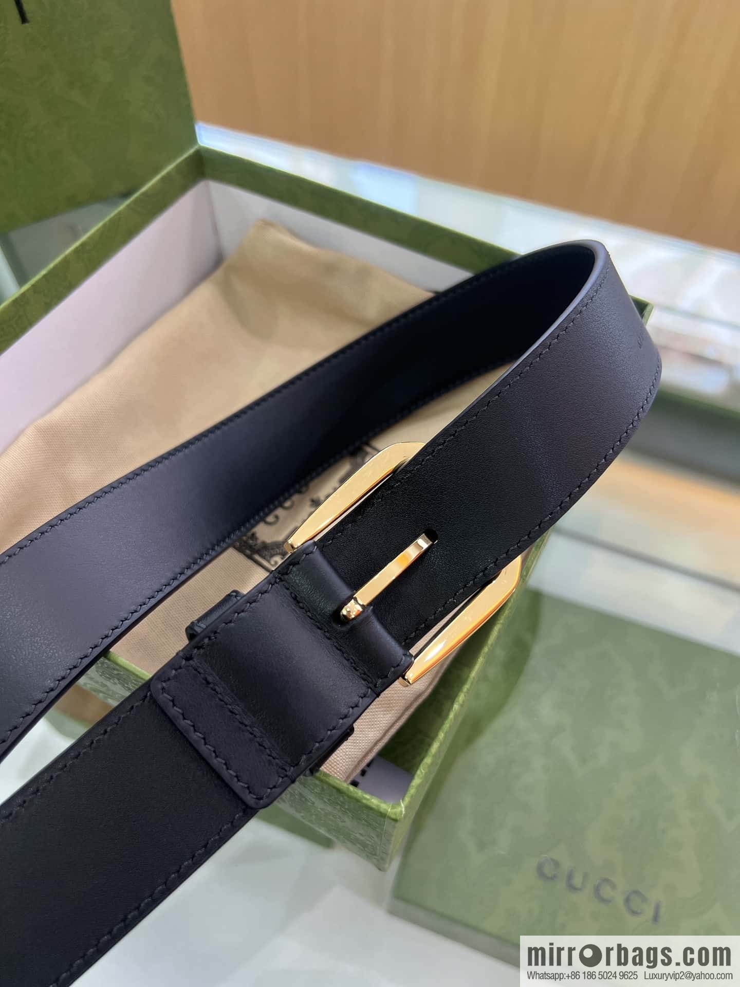 Gucci Gucci, double-sided first-layer cowhide pure copper hardware electroplated double G counter new belt 3.5cm