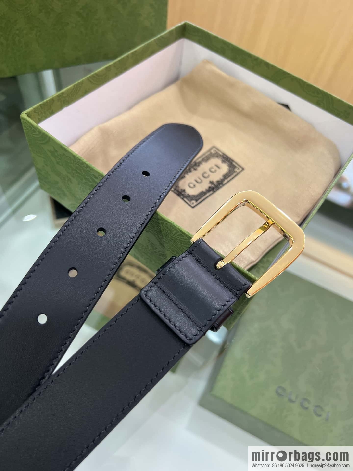 Gucci Gucci, double-sided first-layer cowhide pure copper hardware electroplated double G counter new belt 3.5cm