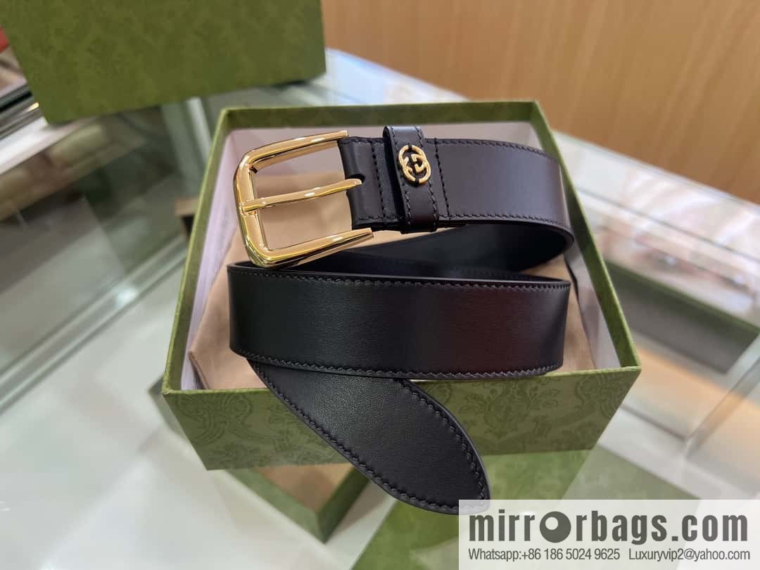 Gucci Gucci, double-sided first-layer cowhide pure copper hardware electroplated double G counter new belt 3.5cm