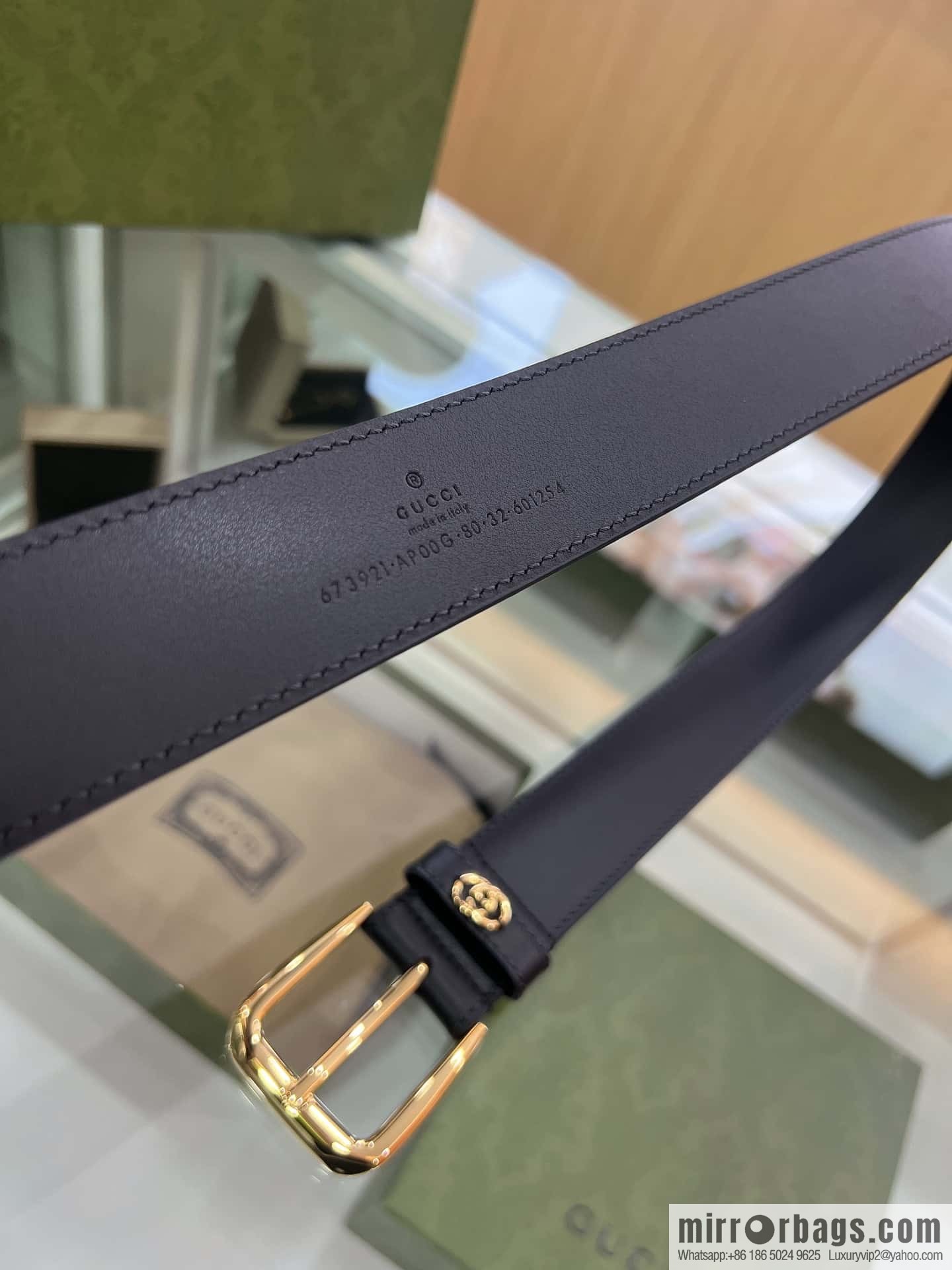 Gucci Gucci, double-sided first-layer cowhide pure copper hardware electroplated double G counter new belt 3.5cm