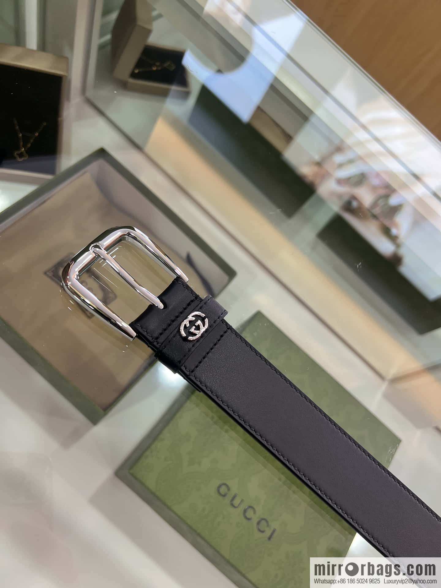 Gucci Gucci, double-sided first-layer cowhide pure copper hardware electroplated double G counter new belt 3.5cm