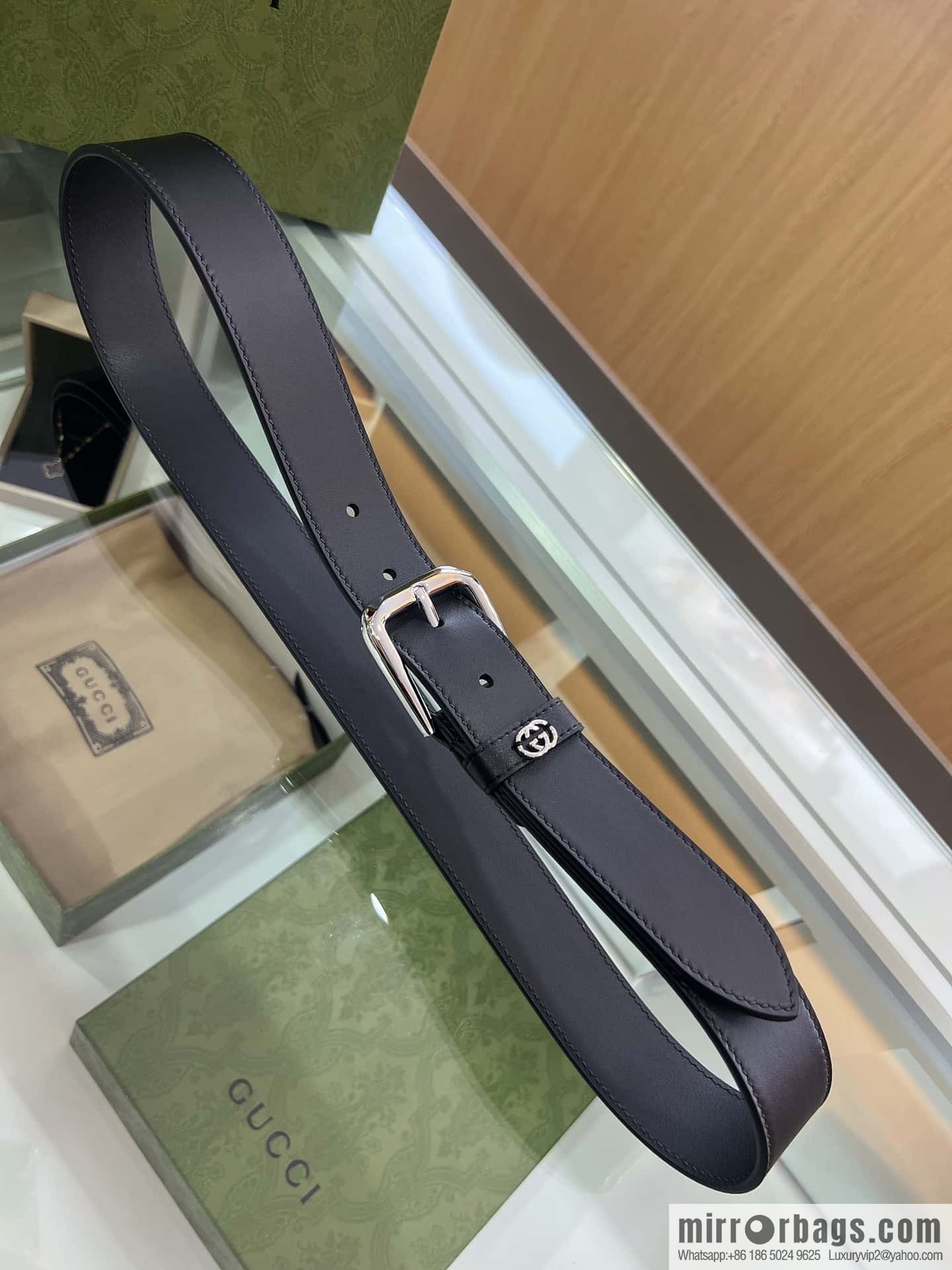 Gucci Gucci, double-sided first-layer cowhide pure copper hardware electroplated double G counter new belt 3.5cm
