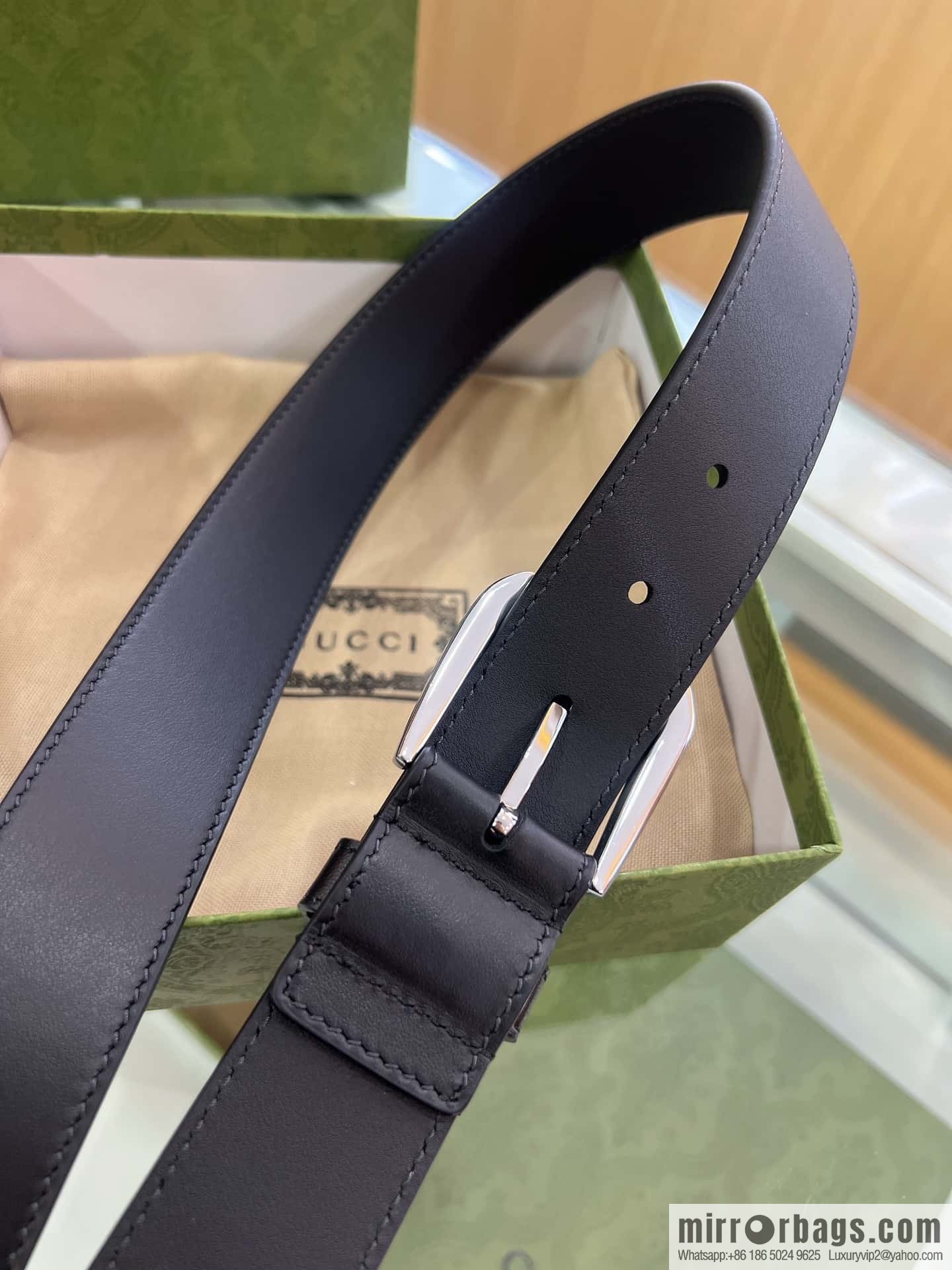 Gucci Gucci, double-sided first-layer cowhide pure copper hardware electroplated double G counter new belt 3.5cm