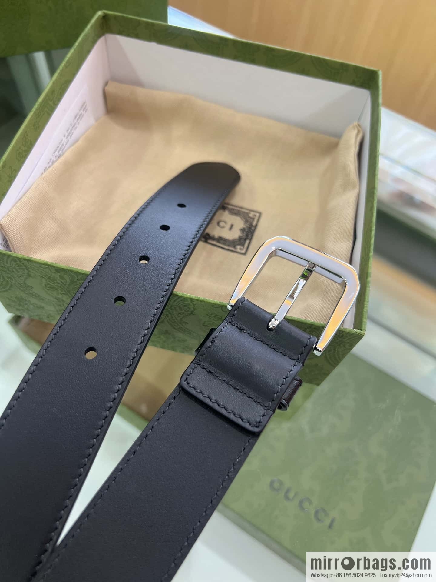 Gucci Gucci, double-sided first-layer cowhide pure copper hardware electroplated double G counter new belt 3.5cm