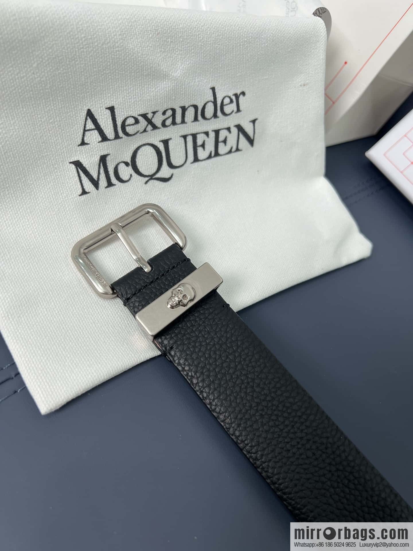 Alexander Alexander McQueen, top layer cowhide lychee texture gold-filled belt marked metal buckle men's belt