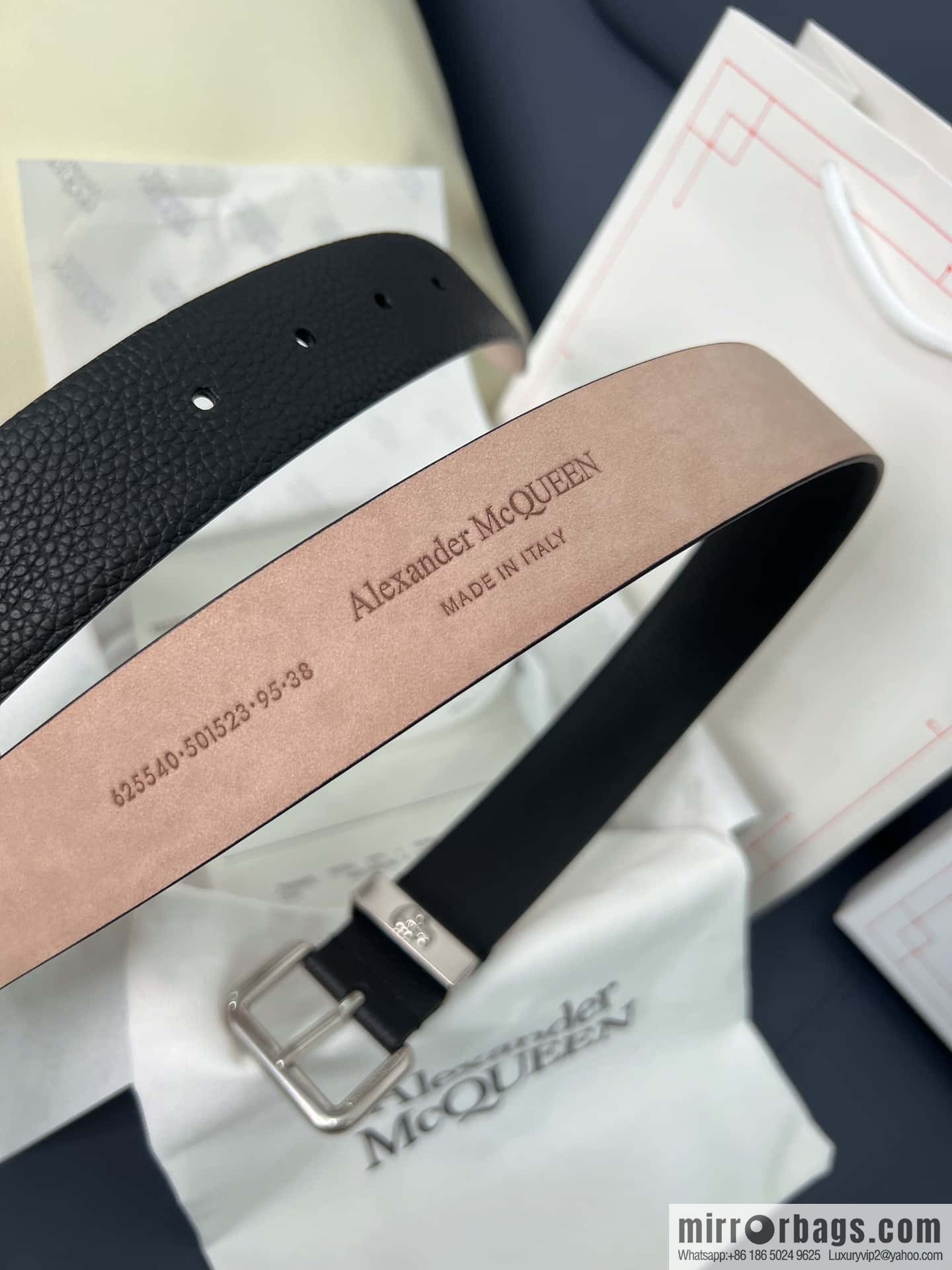 Alexander Alexander McQueen, top layer cowhide lychee texture gold-filled belt marked metal buckle men's belt