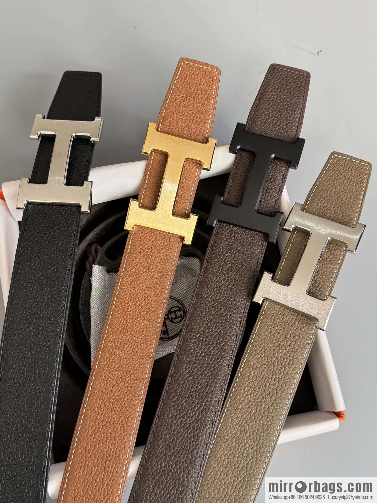 Hermes Togo Leather Double Sided Leather Belt 38mm