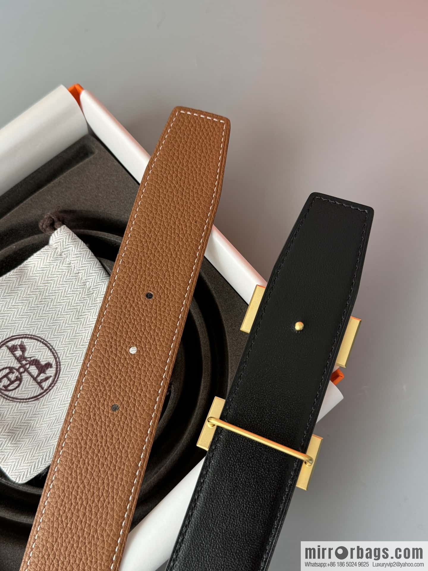 Hermes Togo Leather Double Sided Leather Belt 38mm
